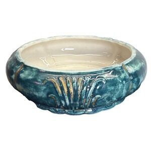 Vintage Green & Gold Pottery 6" X 2"